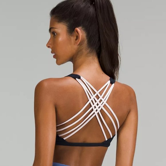 NWT Lululemon Free to Be WILD Serene Bra Navy Baby Pink 10 Sold out RARE - Picture 2 of 6